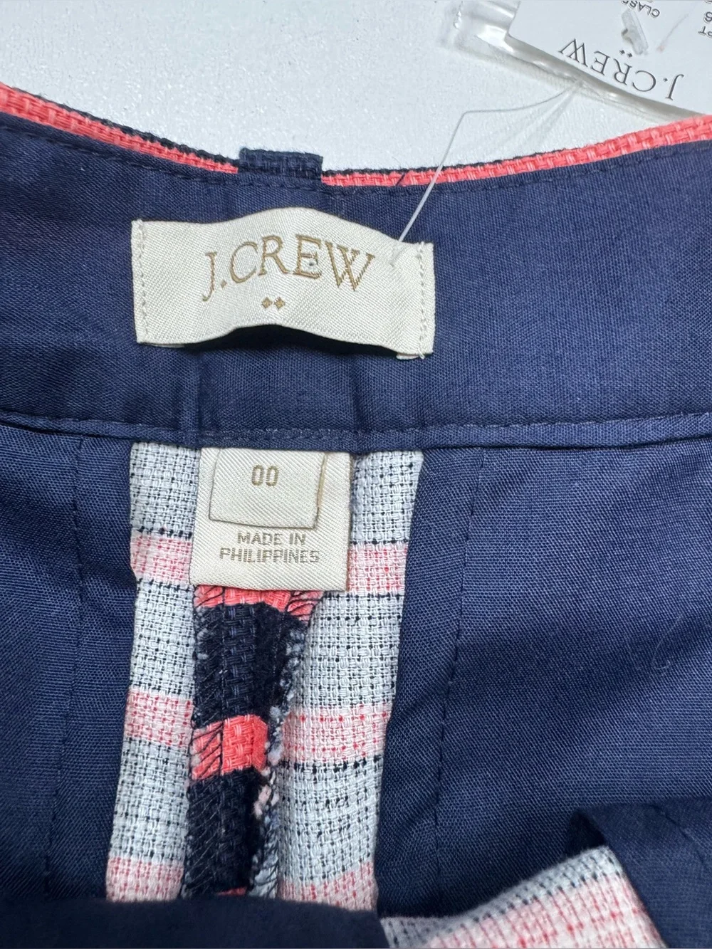 NWT J. Crew High Waist Dolphin Hem Woven  Striped Women’s Shorts Size 00
